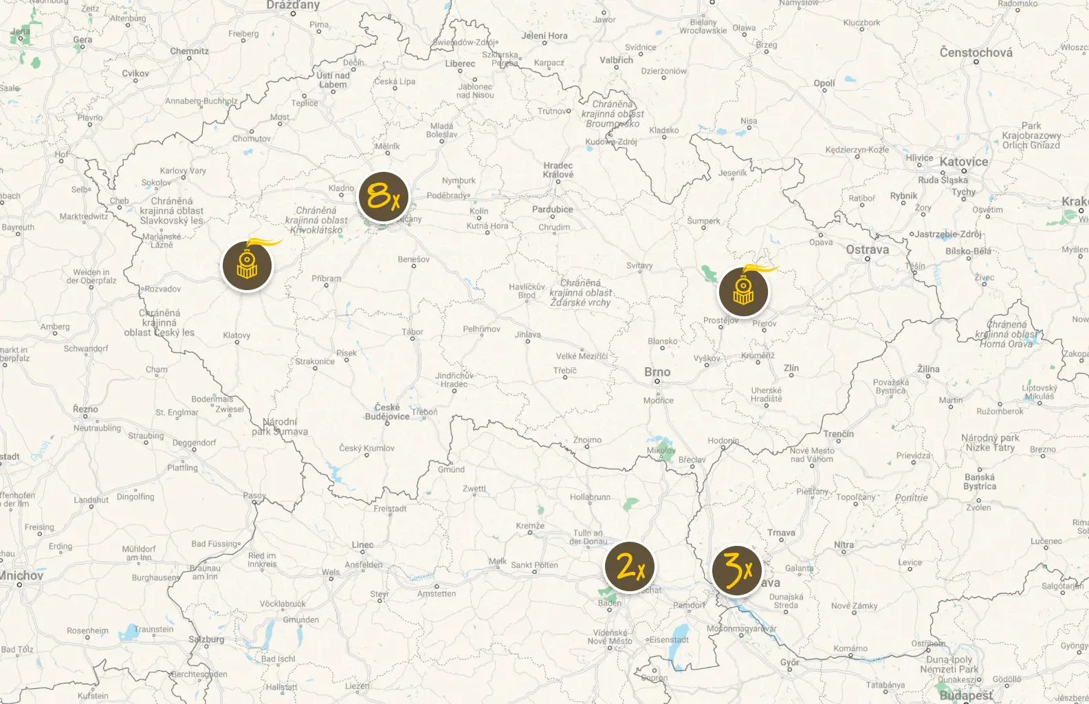 Mapa poboček